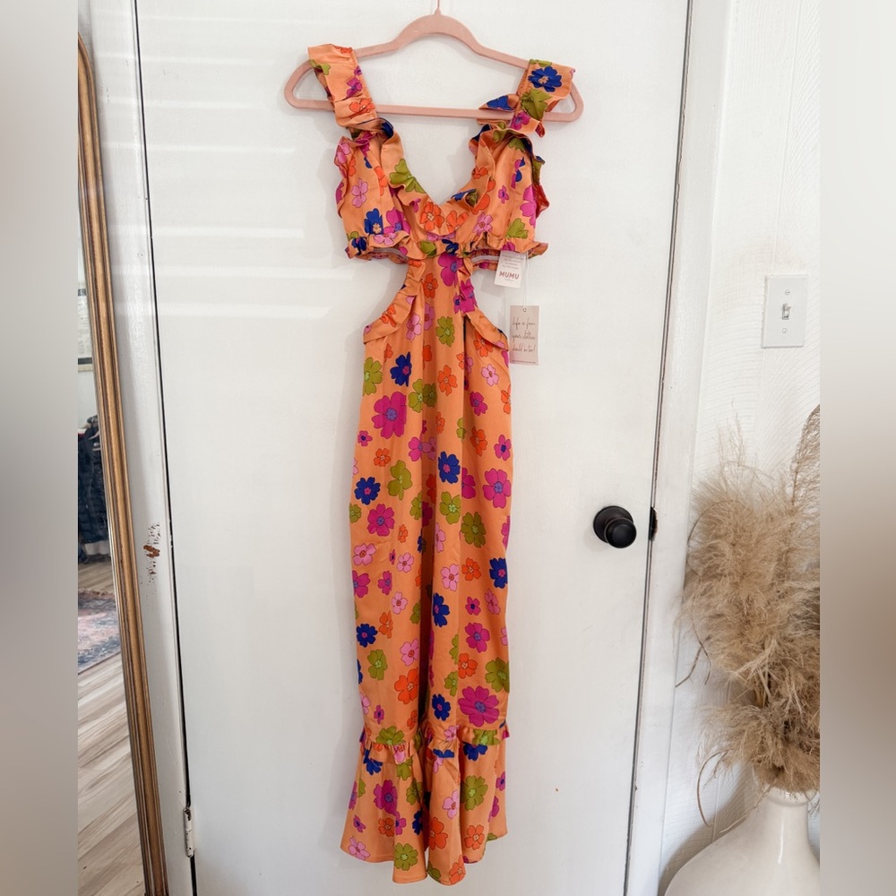 NWT Show Me Your Mumu Orange Floral Poppin’ Poppy Lane Midi Dress - Picture 6 of 9